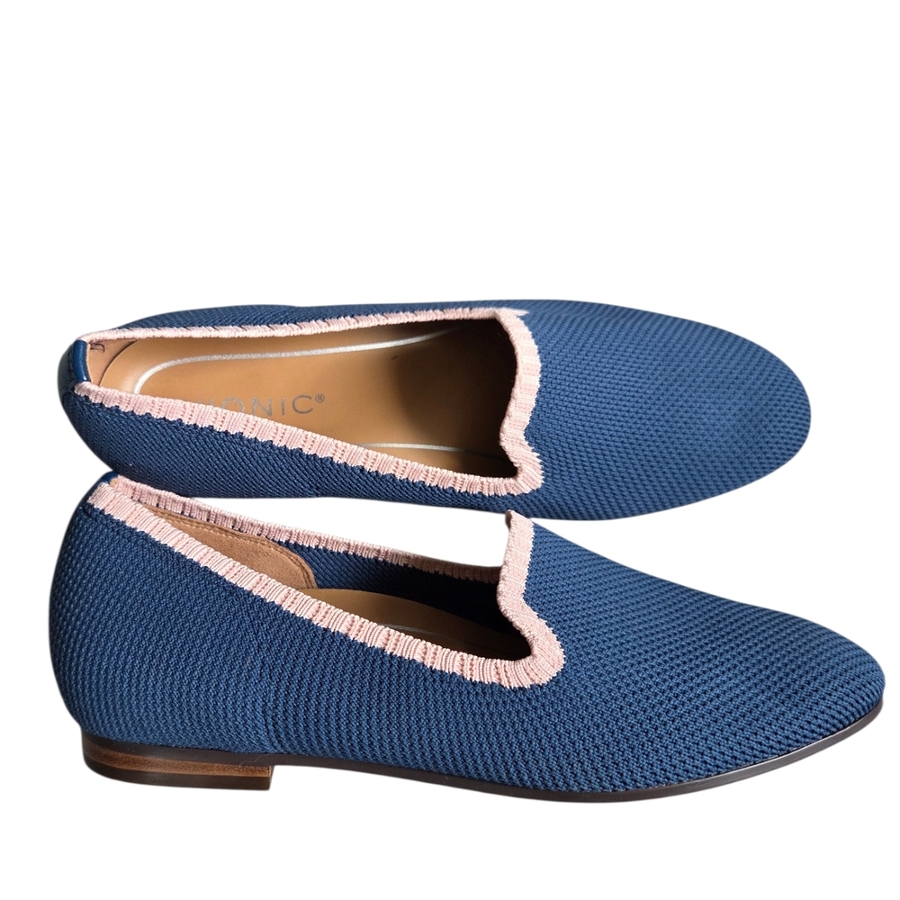 Vionic Willa Knit Navy Pink Slip On Loafers 7